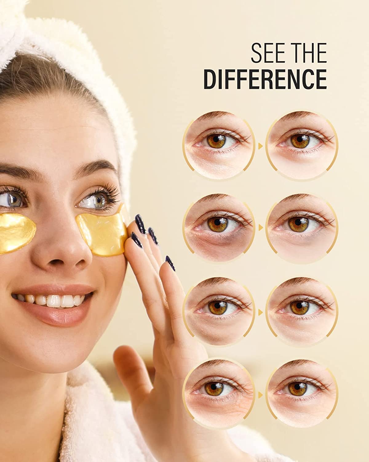 Maskiss 25-Pairs 24K Gold Under Eye Patches, Eye Mask, Eye Patches for Puffy Eyes, Eye Masks for Dark Circles and Puffiness, Collagen Skin Care Products - Image 4